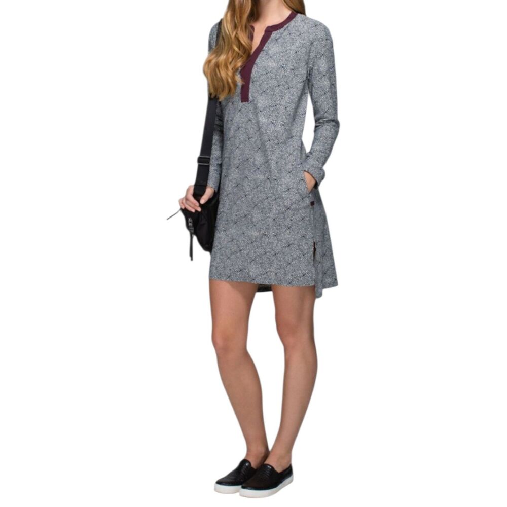 Lululemon Effortless Dress Floral Long Sleeve Petal Pattern Size L/XL Pockets